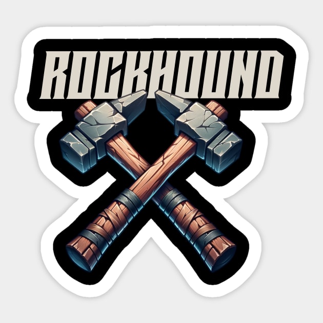 Rockhound - Double Rock hammers - Rock Hunter Sticker by Crimson Leo Designs